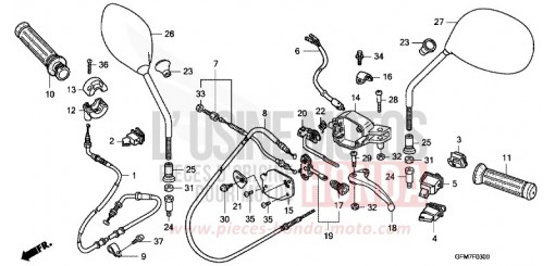 LEVIER DE GUIDON/COMMUTATEUR/CABLE (NHX110WH8) NHX110WH8 de 2008